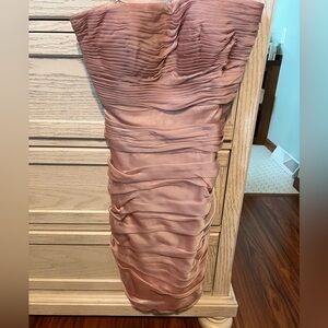 Elegant Pink Ruched Strapless Dress